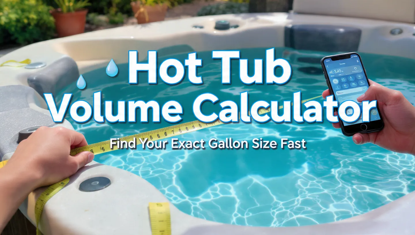 A homeowner in casual weekend clothes crouching beside a backyard hot tub