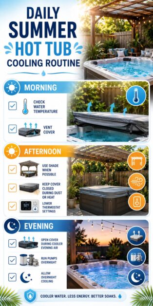 A info graphic Daily summer cooling routine downloadable checklist. 