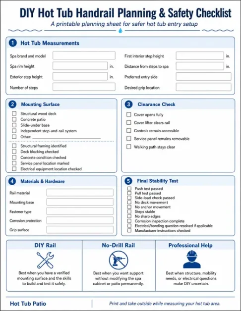 hot tub handrail safety checklist