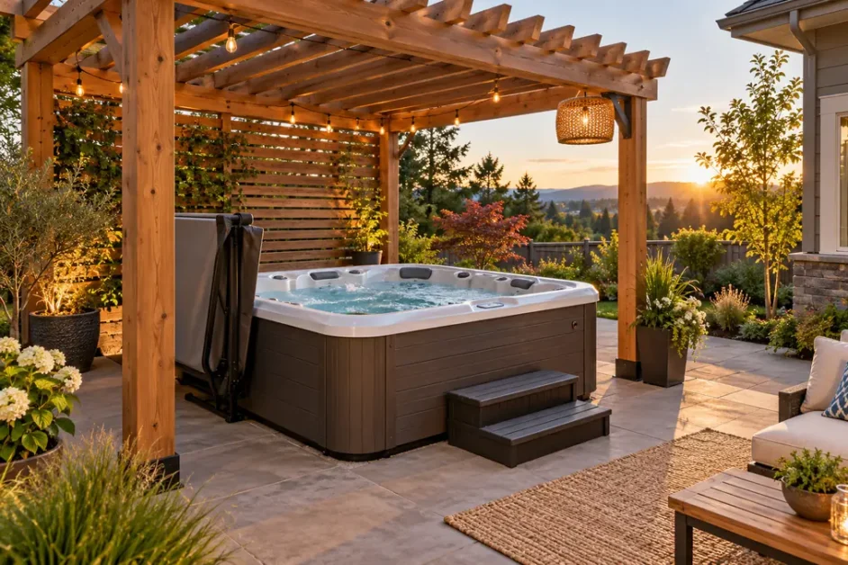 8 Hot Tub Setup Ideas for a Better Backyard Spa 5 golden hour backyard spa retreat