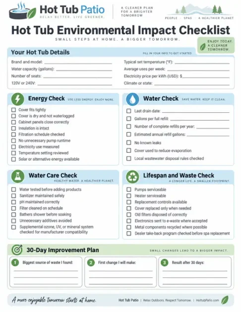 hot tub environmental impact checklist