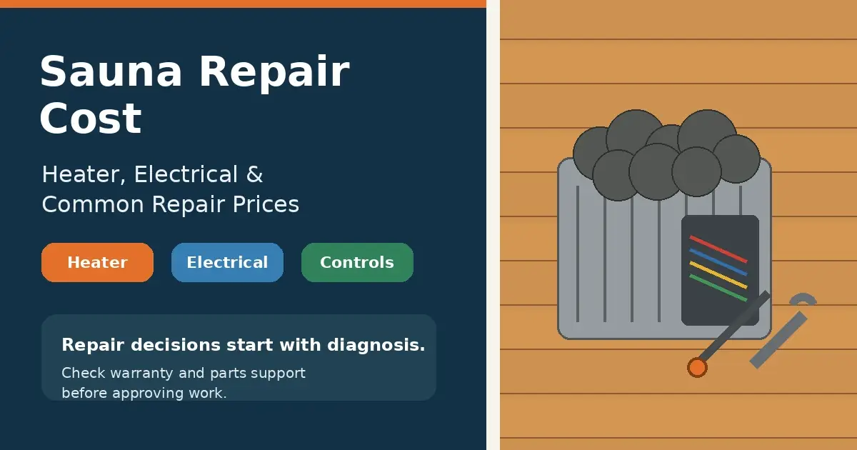 Sauna Repair Cost: Heater, Electrical & Common Repair Prices 1 Sauna heater opened for repair while a technician checks electrical components inside a wooden home sauna