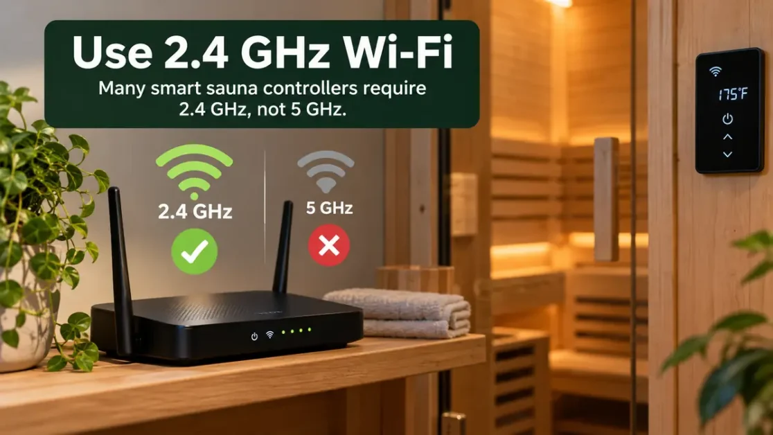 2.4 GHz Wi-Fi router setup for a smart sauna controller