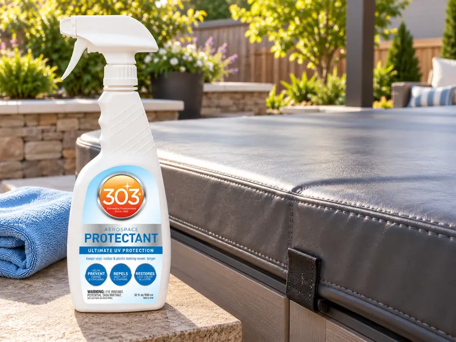 303 Aerospace Protectant beside a hot tub cover for UV protection