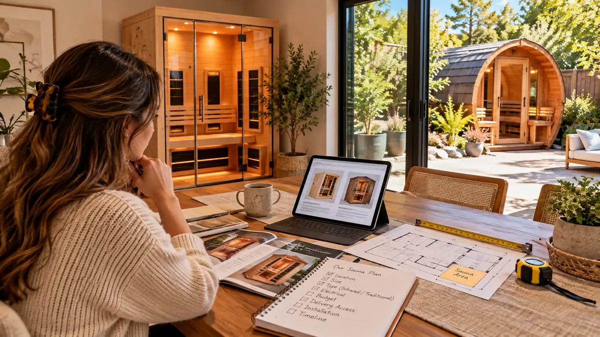 Home Sauna Buying Guide: How to Choose the Best Sauna for Your Space, Budget & Heat Style 2 Home sauna planning before choosing a model.